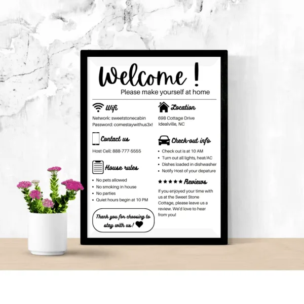 Airbnb Welcome Sign Canva Template